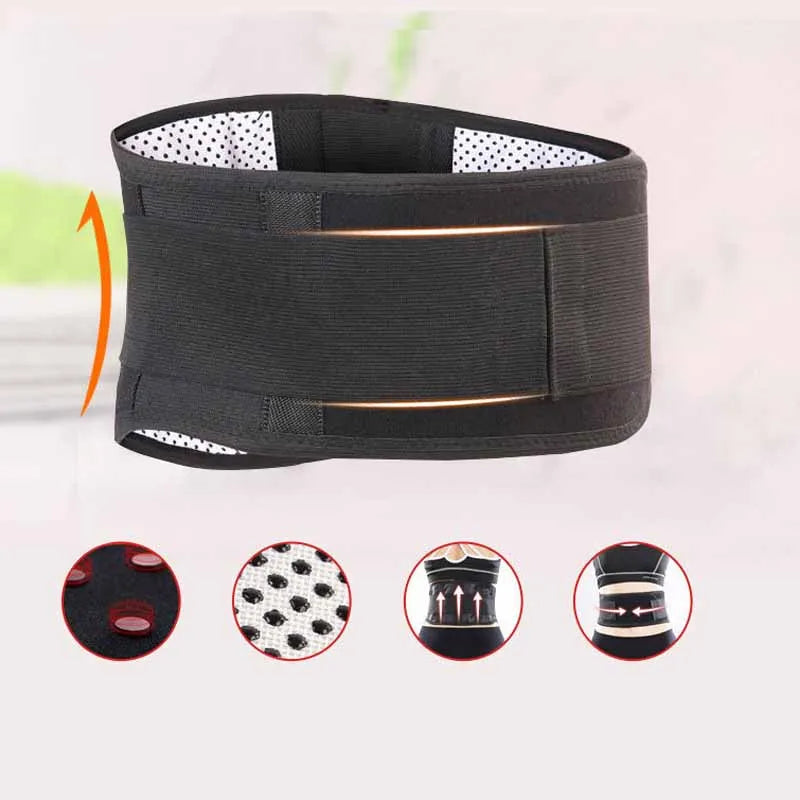 Self-Heating Lower Back Support Belt - Magnetic Therapy Lumbar Waist Brace for Pain Relief
