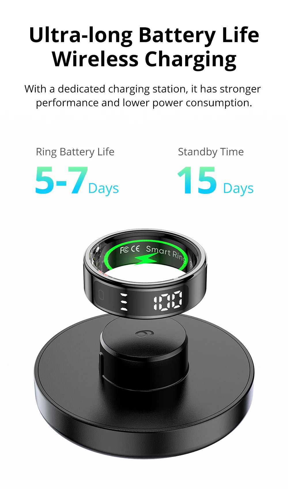 COLMI R12 Smart Ring with Display, Touchscreen, Wireless Charging & 5 ATM Waterproof
