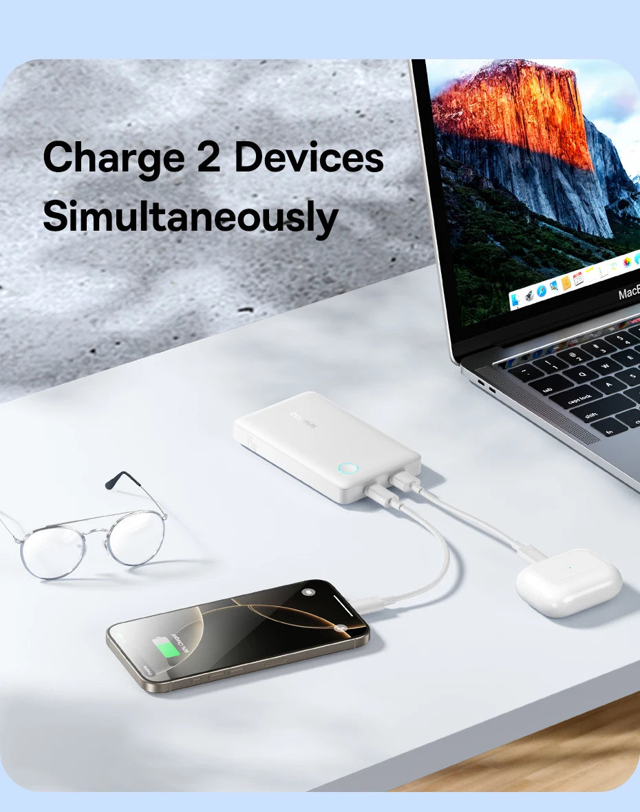 Baseus 22.5W Power Bank 10000mAh, QC PD Fast Charging Portable Charger for iPhone 16/15, Samsung, Xiaomi