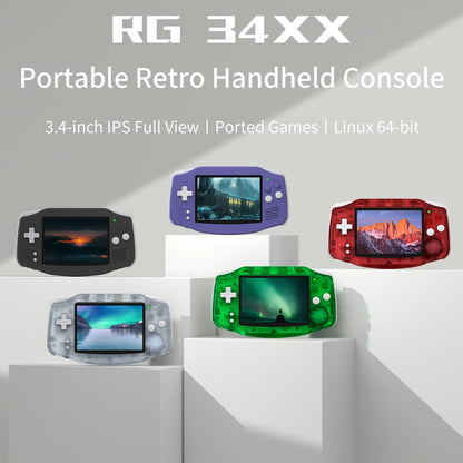 ANBERNIC RG34XX Retro Handheld Game Console - 3.4" IPS, 64-bit Linux, 3500mAh, WIFI & Bluetooth, Video Gaming Player