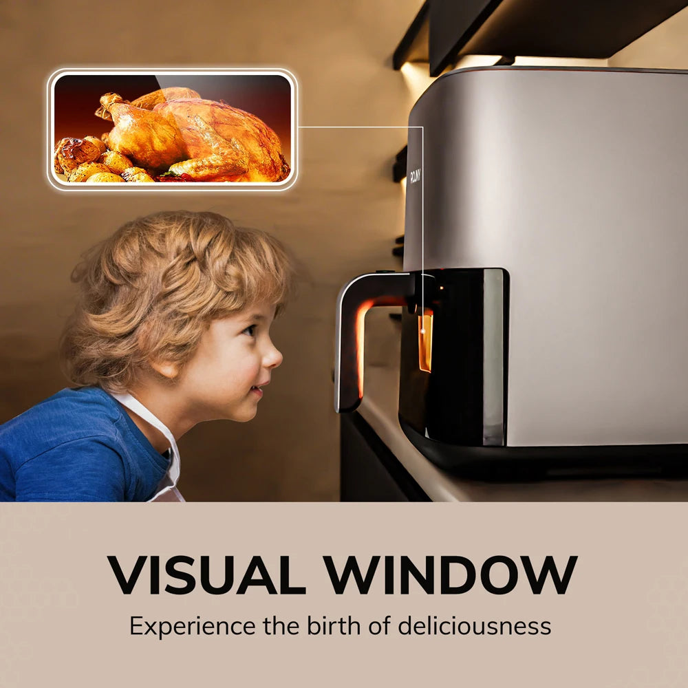 ROUNY 5L Air Fryer, Electric Oilless Cooker with Touch Control & Visible Window