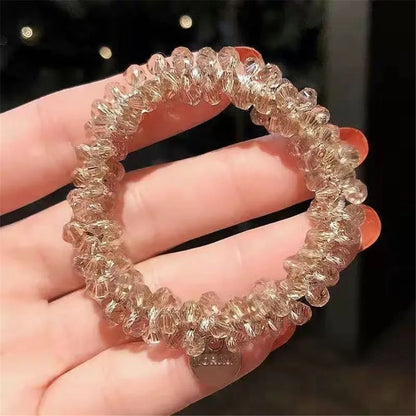 Crystal Pearls Hair Rope Handmade Elastic Beaded Ponytail Holder for Women & Girls Hair Accessories