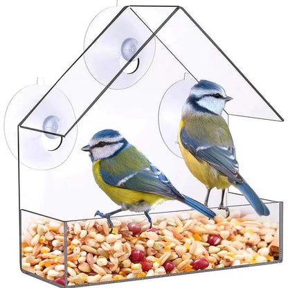 Window Bird Feeder with Reusable Tray & Waterproof Squirrel Food Container