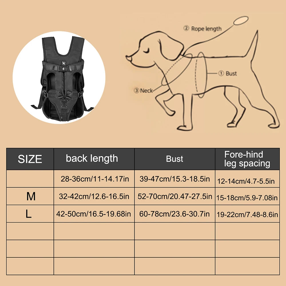 Adjustable Pet Front Dog Carrier Backpack – Perfect for Hiking & Cycling