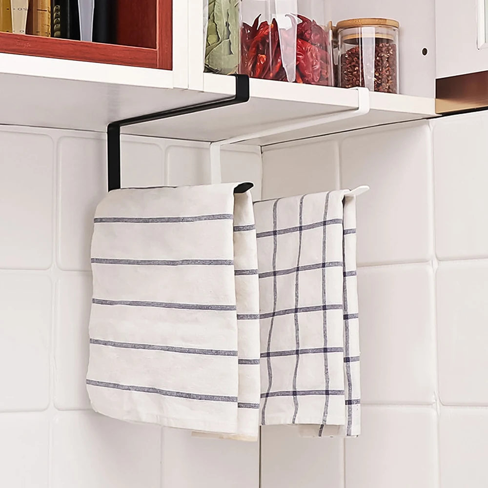 Hanging Kitchen Paper Towel Rack - Roll Paper, Plastic Wrap & Rag Organizer for Kitchen, Cabinets, Bathroom