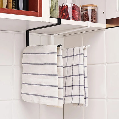 Hanging Kitchen Paper Towel Rack - Roll Paper, Plastic Wrap & Rag Organizer for Kitchen, Cabinets, Bathroom