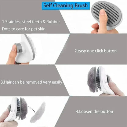 Self-Cleaning Pet Brush Hair Remover Comb for Dogs & Cats Dematting Grooming Tool Accessories