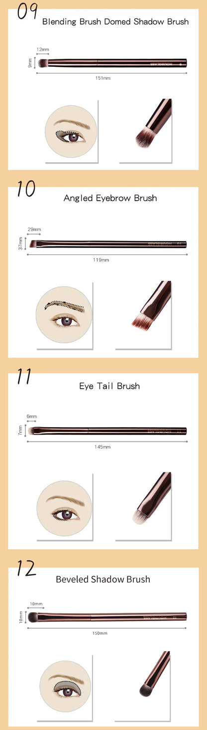 Hourglass Makeup Brush Set – Powder, Foundation, Concealer, Lip, Blusher, Bronzer & Eyeshadow Brushes