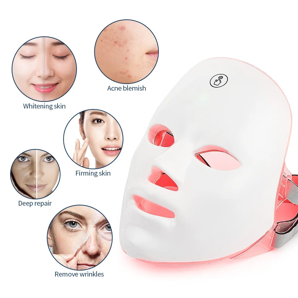 7-Color LED Photon Facial Mask - Skin Rejuvenation & Tightening for Face & Neck