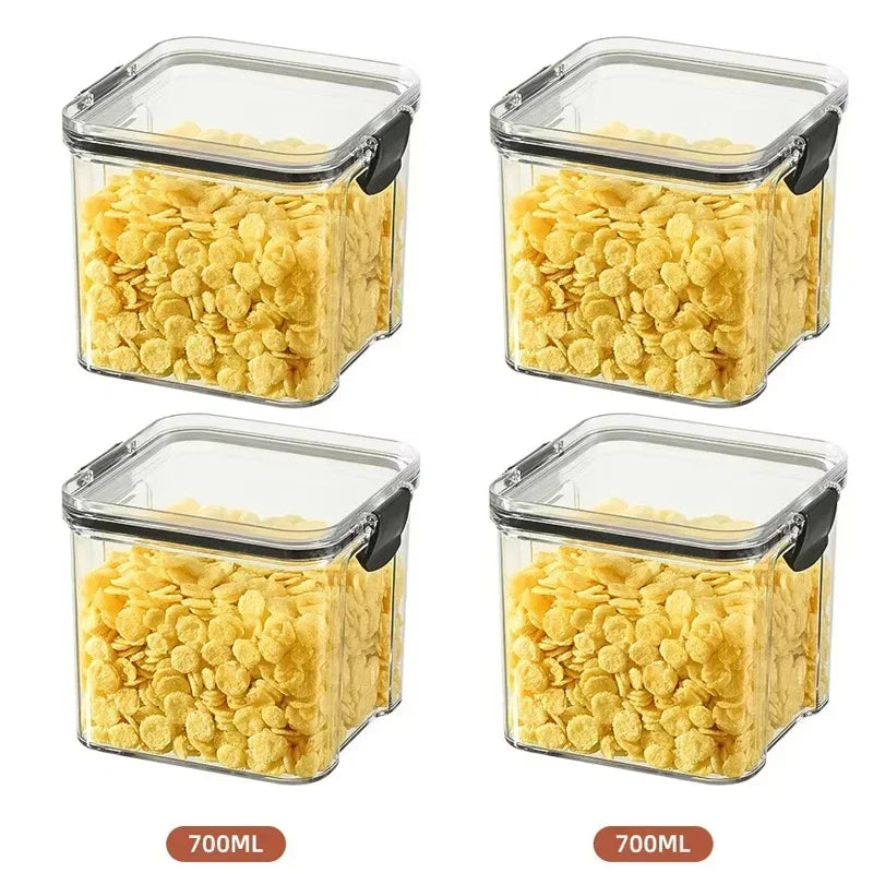 Stackable Plastic Food Storage Containers Set 460-1800ml for Grains, Tea & Snacks