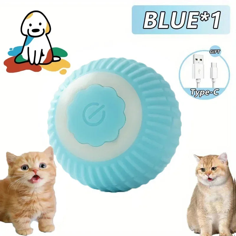 Rechargeable Cat Toy Automatic Rolling Ball with Simulated Tail Electric Pet Interactive Toy for Cats & Dogs