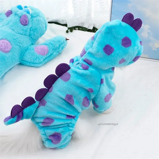 Pet Dinosaur Hooded Coat – Thickened Warm Clothing for Small & Medium Dogs in Autumn/Winter