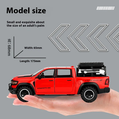 1/32 RAM 1000 TRX Mammoth Pickup Alloy Car Model with Sound and Light Pull Back Toy for Kids Collectibles Birthday Gift