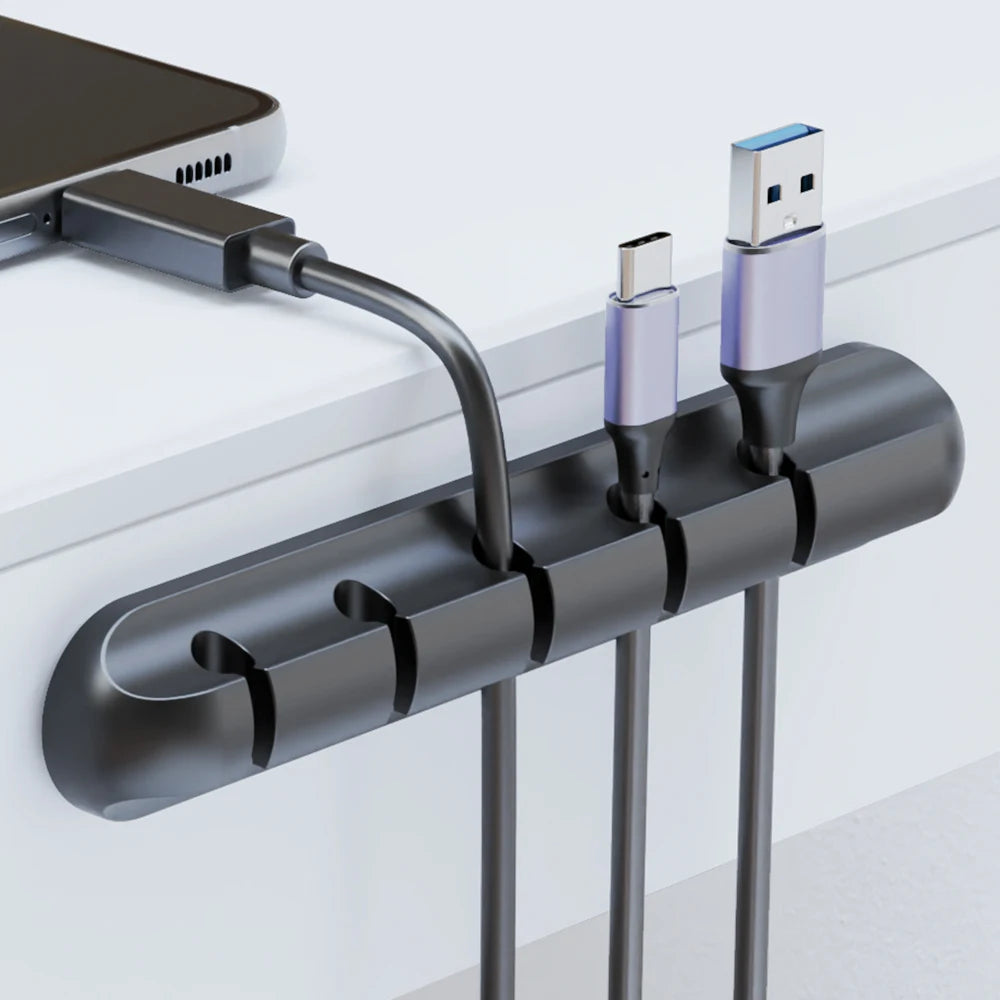 Adhesive Cable Holder Clips - Cord Management Organizer for Desktop, USB, Power, and Mouse Cables