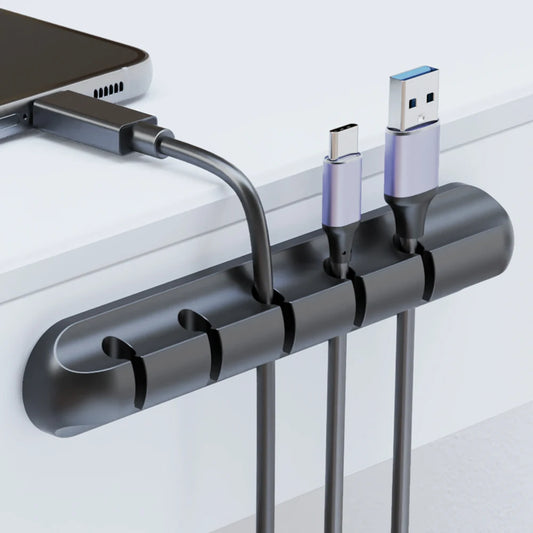 Adhesive Cable Holder Clips - Cord Management Organizer for Desktop, USB, Power, and Mouse Cables