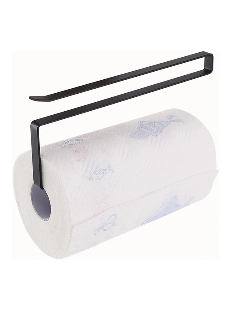 Hanging Kitchen Paper Towel Rack - Roll Paper, Plastic Wrap & Rag Organizer for Kitchen, Cabinets, Bathroom