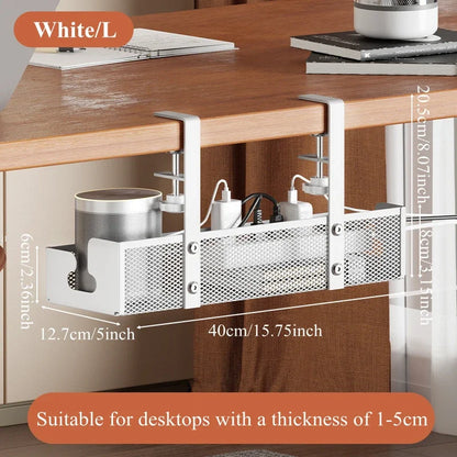 Under Desk Cable Management Tray - No Drill Steel Wire Organizer for Desk & Rack