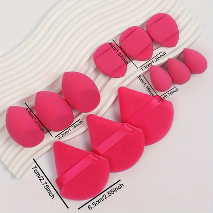 12-Piece All-Purpose Makeup Sponge Set – Powder Puffs, Beauty Eggs & Mini Cushions