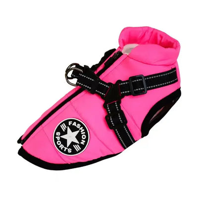 Large Pet Dog Jacket with Harness – Winter Warm Waterproof Coat for Big Dogs & Small Breeds