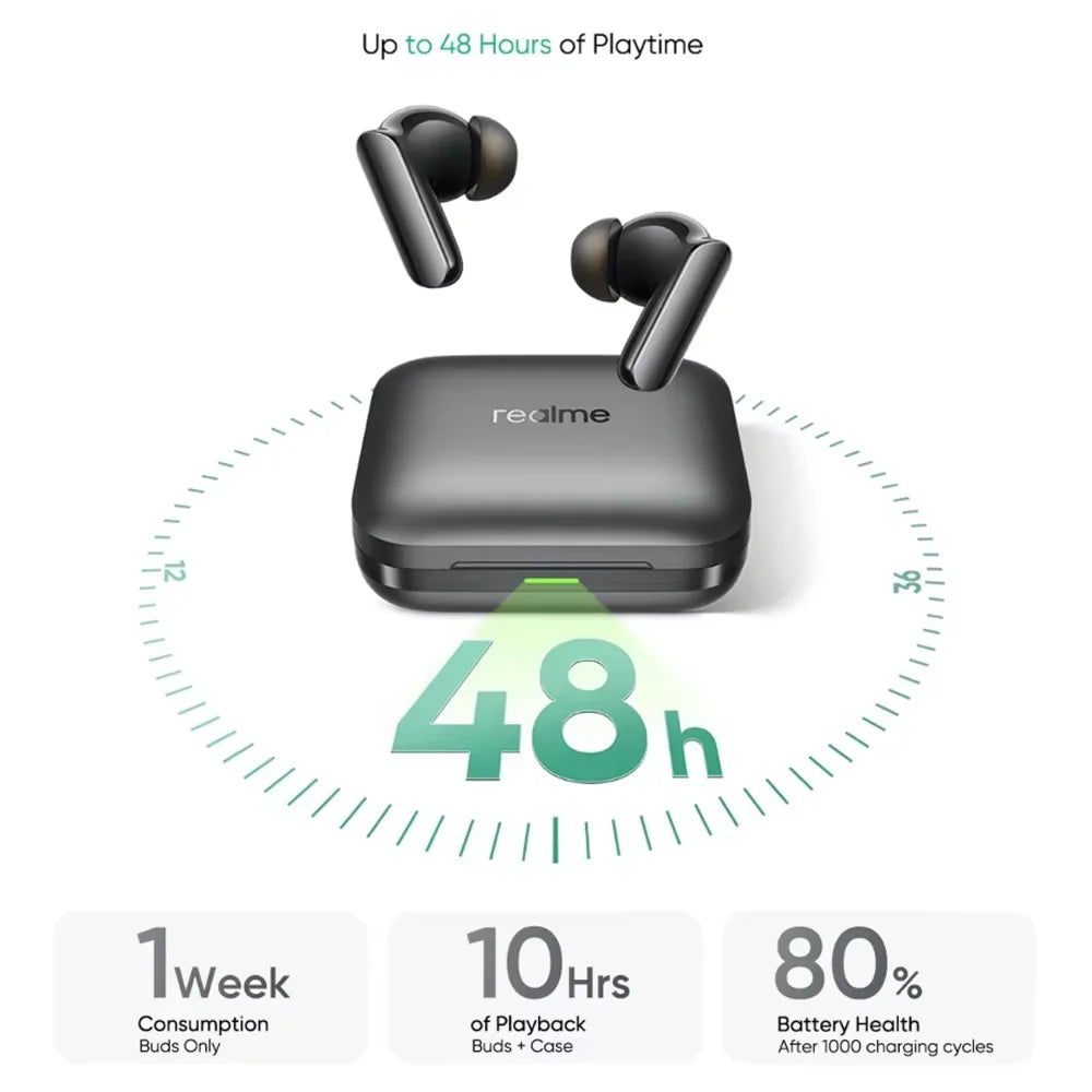 Global Version realme Buds Air 7 Pro - 53dB Active Noise Cancelling TWS Earphones with 48H Battery