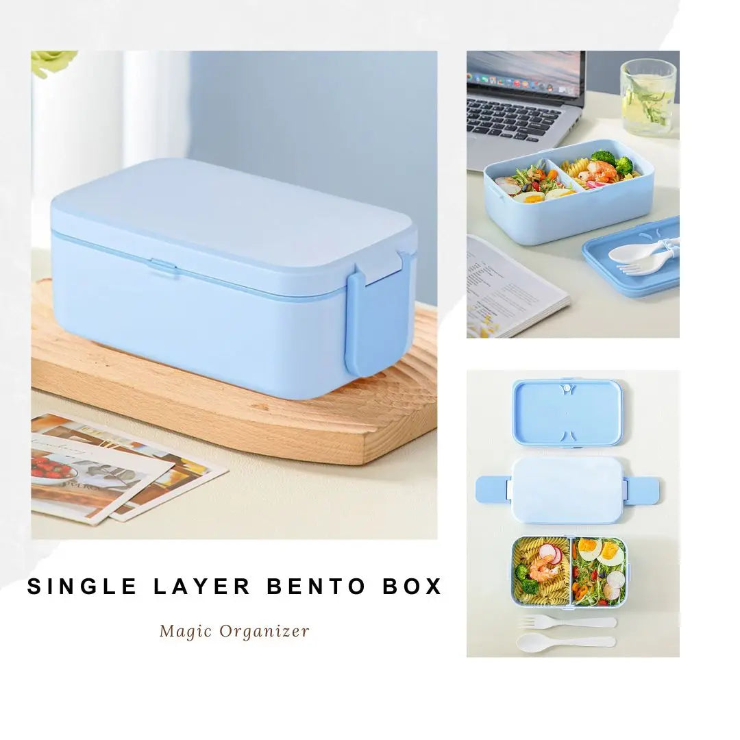 2-Layer Bento Box with Handle, Large Capacity Leak-Proof Lunch Box for Kids, Microwave Safe