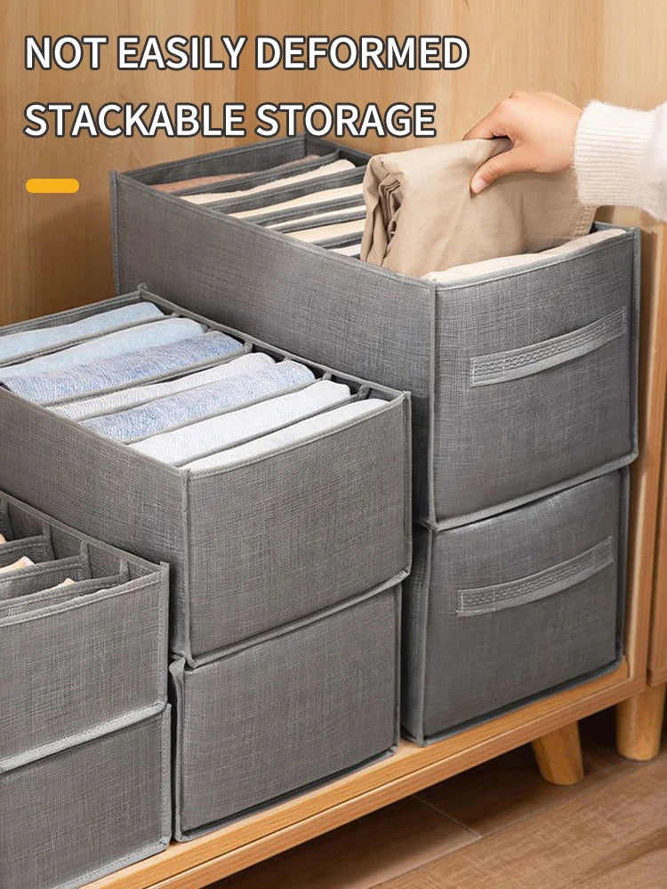 9-Panel Pants Storage Box - Jeans Compartment Organizer, Layered Design for Home Wardrobe