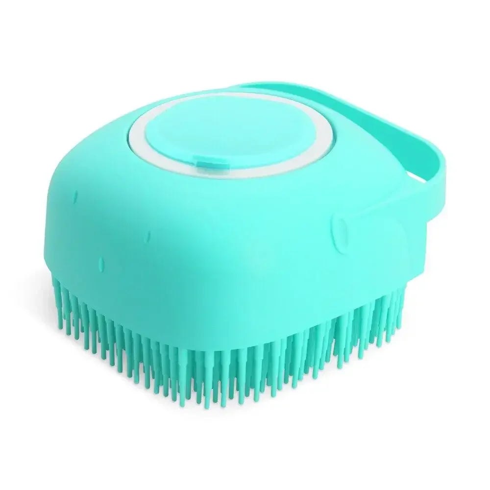 Pet Dog Shampoo Brush 2.7oz 80ml Cat Massage Comb Soft Silicone Rubber Grooming Scrubber for Bathing Short Hair
