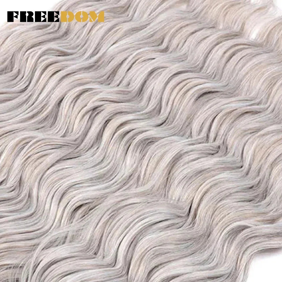 FREEDOM Synthetic Braiding Hair Extensions - 24" Deep Wavy Curly Ombre Rainbow Twist Crochet Hair