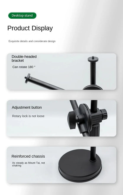 Overhead Tripod with Ring Light - Tabletop Stand & Mobile Phone Holder for Nail Art Photography