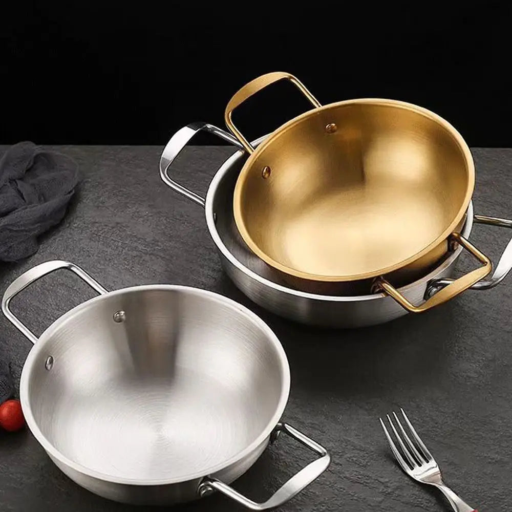 Stainless Steel Seafood Rice Pot with Handle Paella Pan Cookware