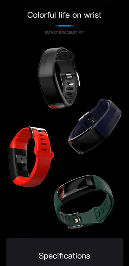 P11 Plus Smart Bracelet, EKG Smartwatch, Waterproof Activity Tracker, Heart Rate Monitor, Fitness Band for Men
