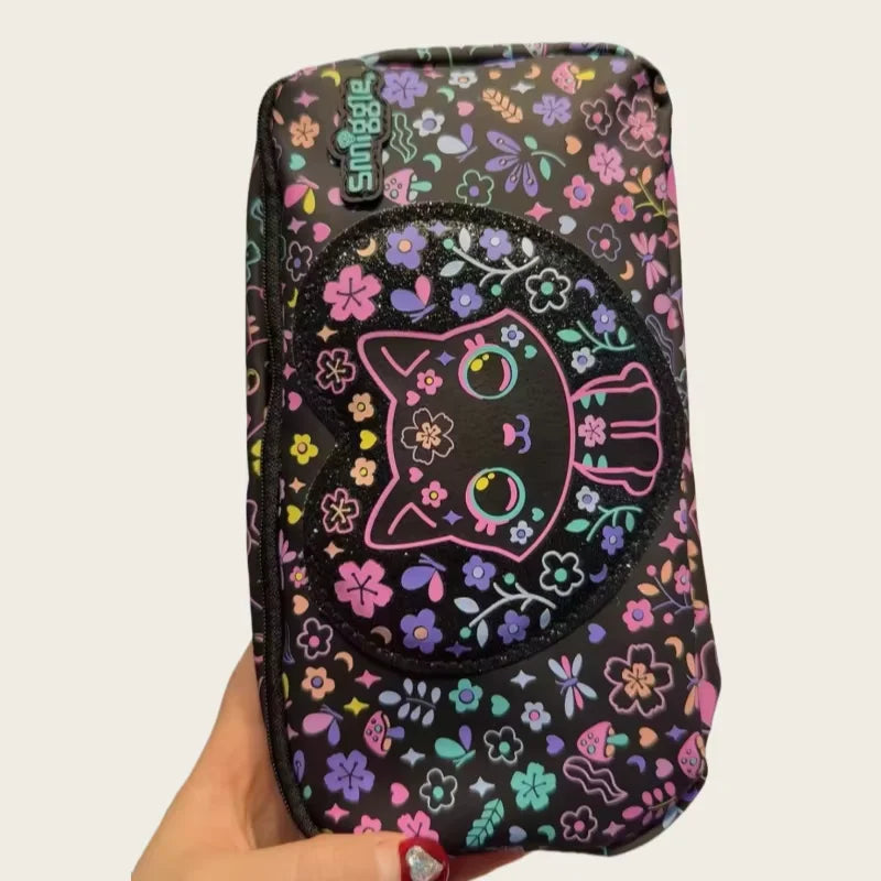 New Original Australia Smiggle Schoolbag for Girls with Black Cat Flower Lunch Bag & Pencil Case