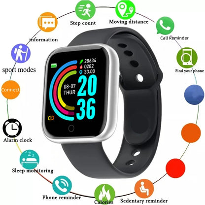 Smartwatch for Men & Women, Fitness Tracker, Message Notifications, Wristwatch with Heart Rate Monitor, Birthday Gift for Android/iOS