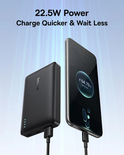 Baseus 22.5W Power Bank 10000mAh, QC PD Fast Charging Portable Charger for iPhone 16/15, Samsung, Xiaomi