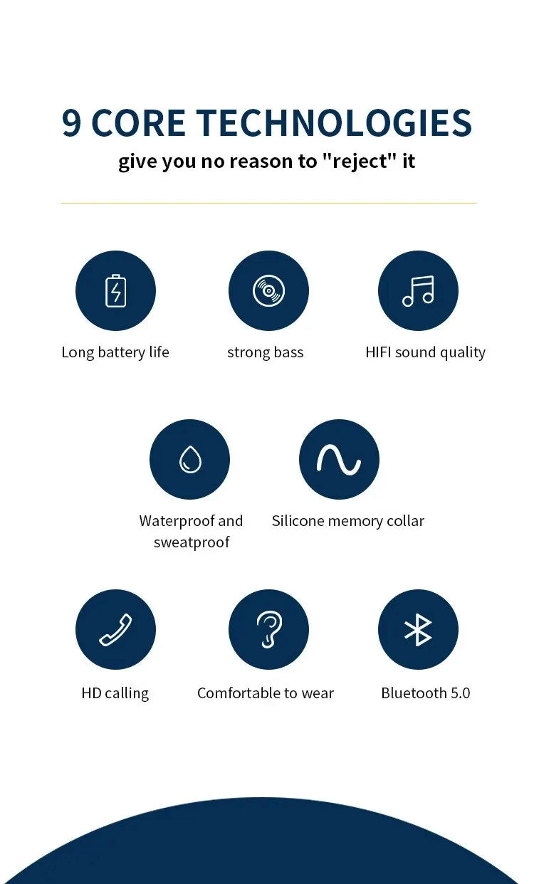 Neck Mounted Bluetooth Earphones - Wireless, Ultra Long Standby, Sweatproof for Games, Sports, and Running (Android & iOS)