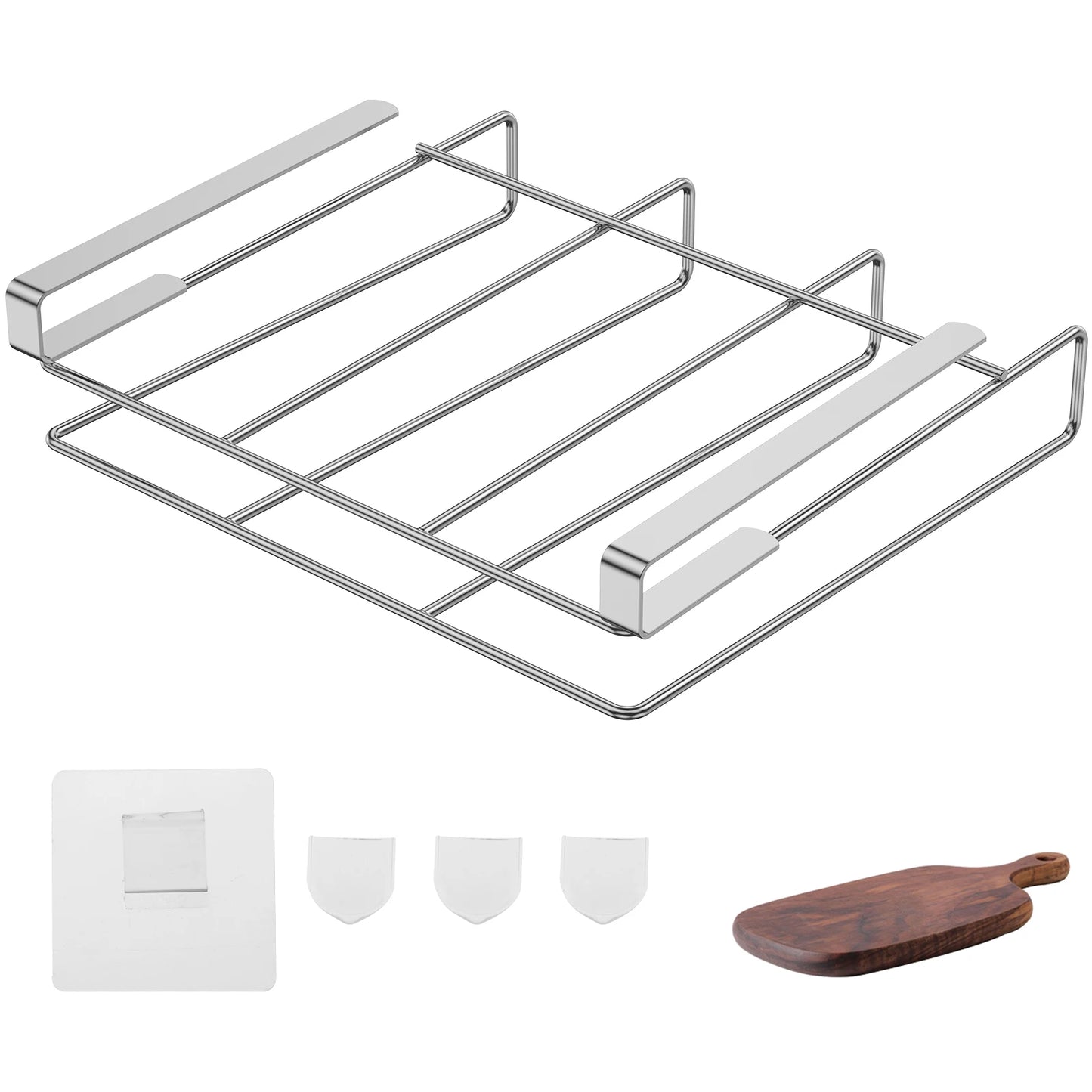 Under Cabinet Cutting Board and Pot Lid Organizer Stainless Steel Storage Rack