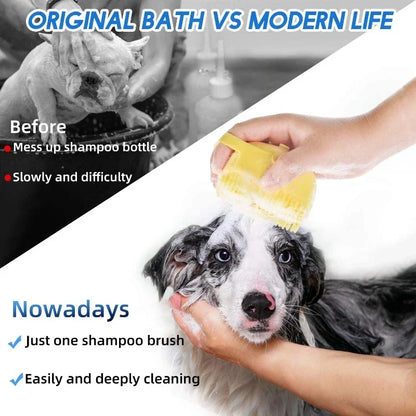 Pet Dog Shampoo Brush 2.7oz 80ml Cat Massage Comb Soft Silicone Rubber Grooming Scrubber for Bathing Short Hair