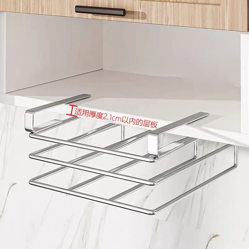 Under Cabinet Cutting Board and Pot Lid Organizer Stainless Steel Storage Rack
