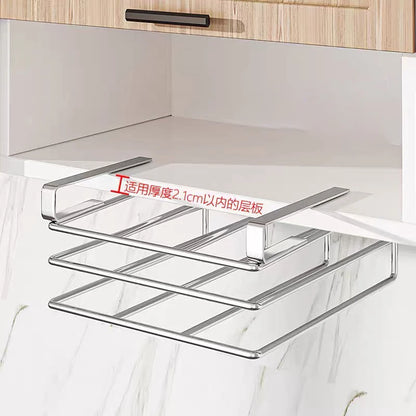 Under Cabinet Cutting Board and Pot Lid Organizer Stainless Steel Storage Rack