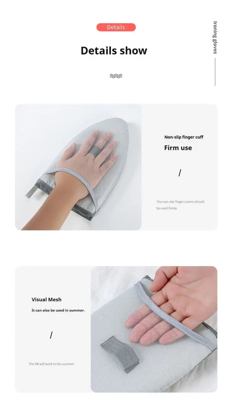 Fabric Handheld Ironing Board & Insulated Ironing Gloves for Home Use