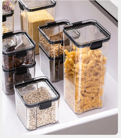 Sealed Plastic Storage Jars Set, Moisture-Proof Grain & Seasoning Organizer for Kitchen