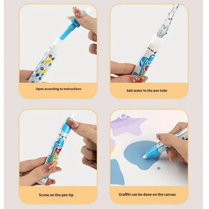 100x80CM Magic Water Drawing Mat with Reusable Pens, Montessori Doodle Painting Board for Kids
