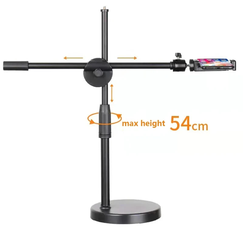 Overhead Tripod with Ring Light - Tabletop Stand & Mobile Phone Holder for Nail Art Photography