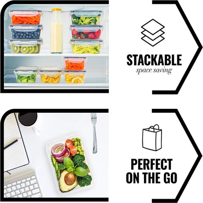 10-Piece BPA-Free Kitchen Food Containers Set, Microwave & Dishwasher Safe with Stickers and Marker