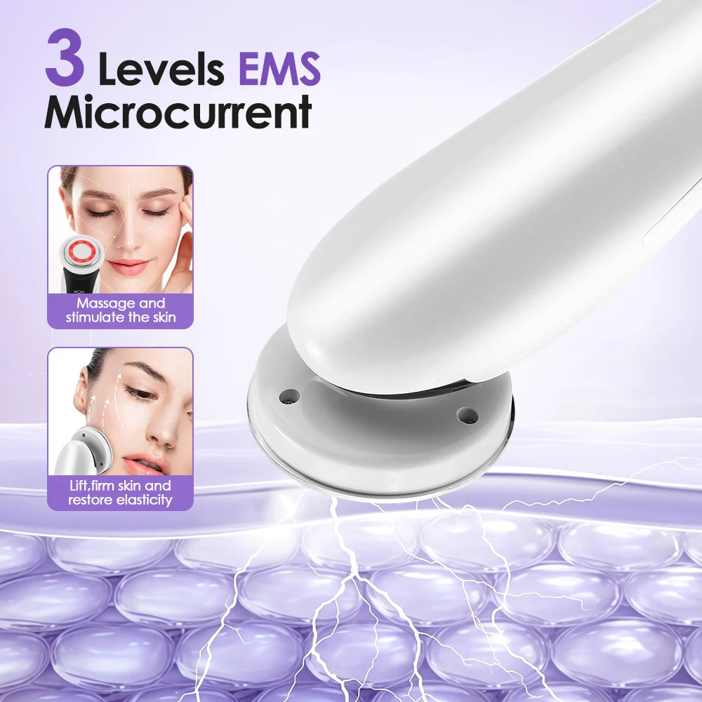 EMS Facial Massager - LED Light Therapy & Sonic Ion Vibration for Skin Tightening & Anti-Wrinkle