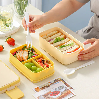 2-Layer Bento Box with Handle, Large Capacity Leak-Proof Lunch Box for Kids, Microwave Safe