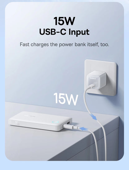 Baseus 22.5W Power Bank 10000mAh, QC PD Fast Charging Portable Charger for iPhone 16/15, Samsung, Xiaomi