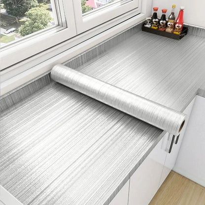 PVC Stainless Steel Removable Wallpaper - Waterproof, Oil-Proof Vinyl Sticker for Kitchen & Appliances