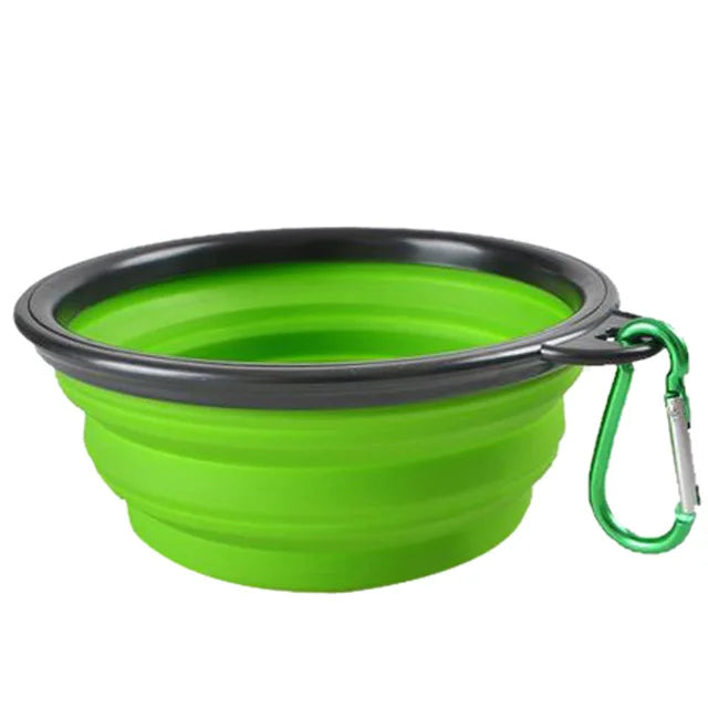 Collapsible Silicone Pet Bowl for Food & Water with Carabiner – Portable & Folding