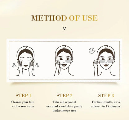 24K Gold Hyaluronic Acid Eye Mask - Collagen Patches for Dark Circles & Skin Care